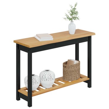VidaXL Τραπέζι κονσόλας EKAI Μαύρο 112x35x76cm Μασίφ Ξύλο Πεύκου