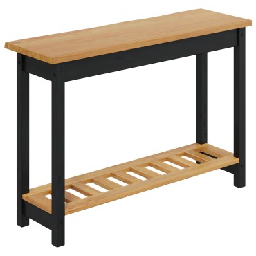 VidaXL Τραπέζι κονσόλας EKAI Μαύρο 112x35x76cm Μασίφ Ξύλο Πεύκου