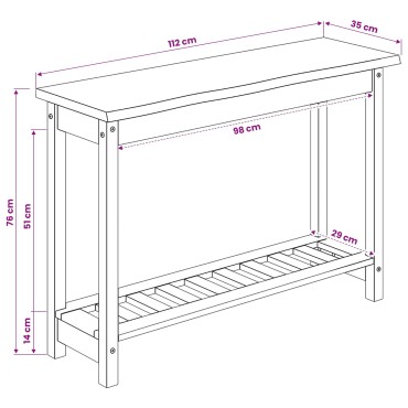 VidaXL Τραπέζι κονσόλας EKAI Μαύρο 112x35x76cm Μασίφ Ξύλο Πεύκου