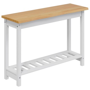 VidaXL Τραπέζι κονσόλας EKAI Λευκό 112x35x76cm Μασίφ Ξύλο Πεύκου