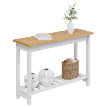 VidaXL Τραπέζι κονσόλας EKAI Λευκό 112x35x76cm Μασίφ Ξύλο Πεύκου