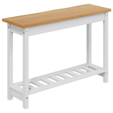 VidaXL Τραπέζι κονσόλας EKAI Λευκό 112x35x76cm Μασίφ Ξύλο Πεύκου