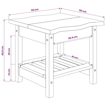 VidaXL Τραπεζάκι Πλευράς με ράφι EKAI Μαύρο 50x50x45,5cm