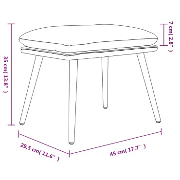 vidaXL Υποπόδιο Μπορντό 45x29,5x35cm Βελούδινο 1 τεμ.
