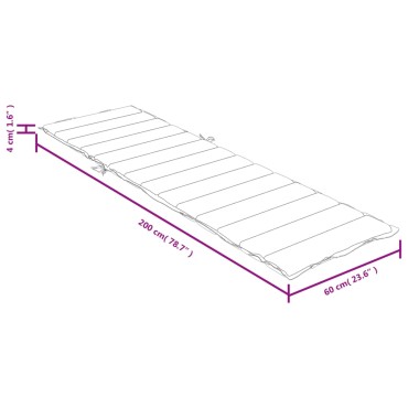 vidaXL Μαξιλάρι Ξαπλώστρας Ανοιχτό Γκρι 200x60x4cm Ύφασμα