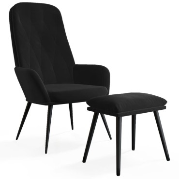 vidaXL Πολυθρόνα Relax με Υποπόδιο Μαύρη Βελούδινη 70x77x98cm 1 τεμ.