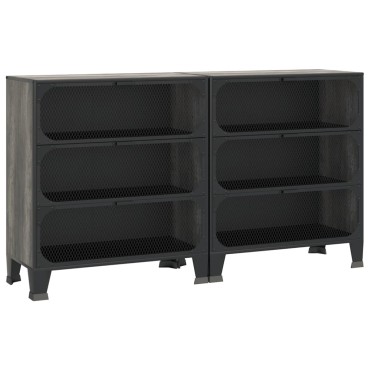 vidaXL Ντουλάπια Αποθήκευσης 2 τεμ. Γκρι 72x36x82cm Μέταλλο/MDF