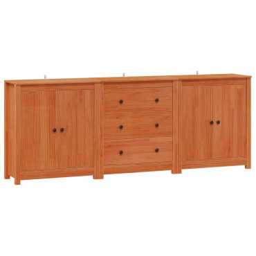 vidaXL Πλαϊνό γραφείο 3 τεμ. Κερωμένο Καφέ 210x35x80 εκ