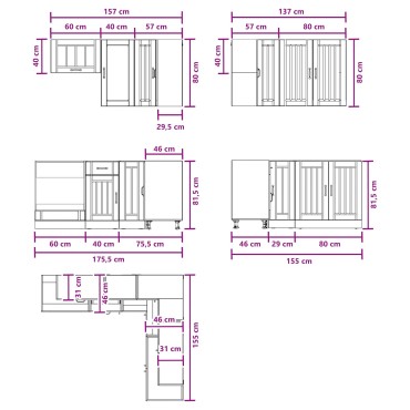 vidaXL Μονάδα κουζίνας LUCCA 8 τμχ. Γκρι Sonoma Επεξεργασμένο Ξύλο