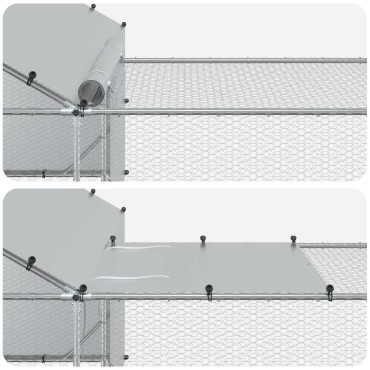 vidaXL Coop Κοτόπουλου με Οροφή και Αυλή 2 τεμ. Ασημί 7 x 2 x 1,5 μ