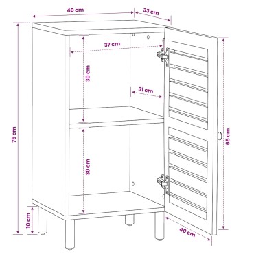 vidaXL Ντουλάπι αποθήκευσης Φυσικό 40x33x75cm Στερεό ξύλο μάνγκο 1 τεμ.