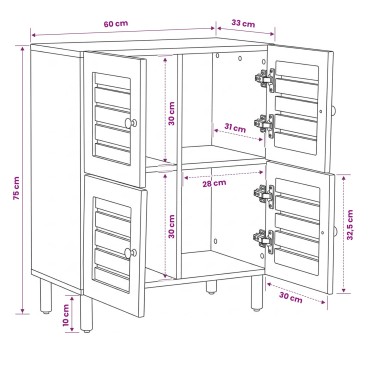 vidaXL Ντουλάπες Αποθήκευσης Φυσικό 60x33x75cm Στερεό ξύλο μάνγκο