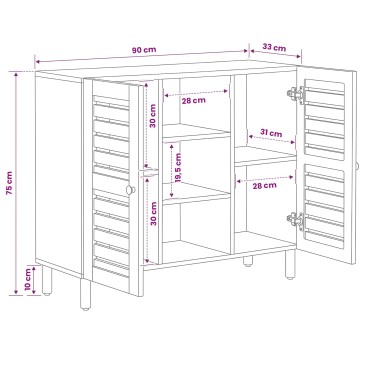 vidaXL Ντουλάπες Αποθήκευσης Φυσικό 90x33x75cm Στερεό ξύλο μάνγκο