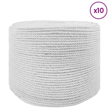 vidaXL Cotton Twine 10 τμχ. 2 mm 100 m Λευκό 100% Βαμβάκι