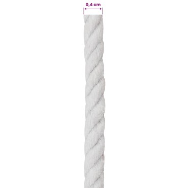 vidaXL Cotton Twine 4 mm 500 m Λευκό 100% Βαμβάκι