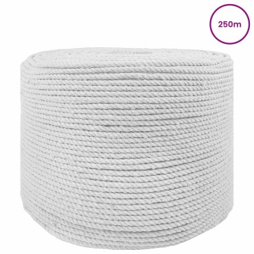 vidaXL Κωτόσχοινo 6 mm 250 m Λευκό 100% Βαμβάκι