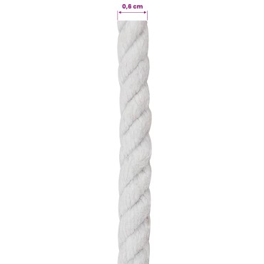 vidaXL Κωτόσχοινo 6 mm 500 m Λευκό 100% Βαμβάκι