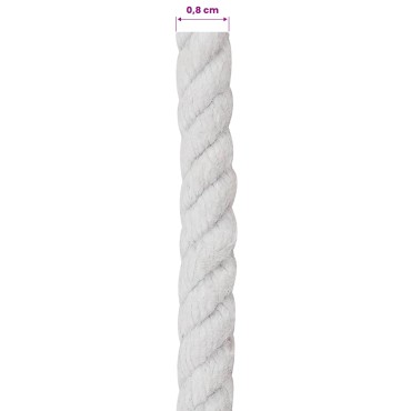 vidaXL Σχοινί Λευκό 0,8 x 0,8 x 2500 εκ Βαμβάκι
