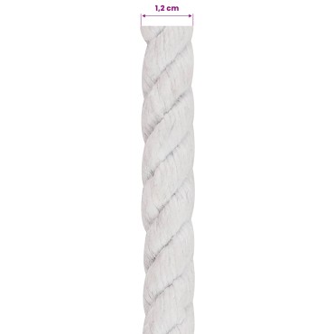 vidaXL Κωτόσχοινo 12 mm 25 m Λευκό 100% Βαμβάκι