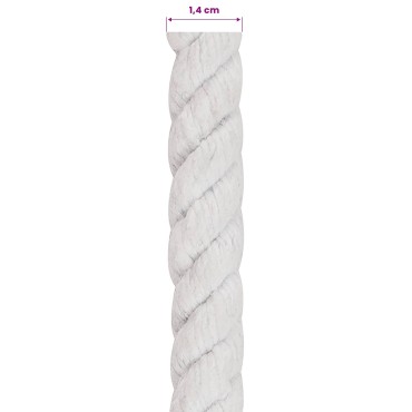 vidaXL Κωτόσχοινo 14 mm 250 m Λευκό 100% Βαμβάκι