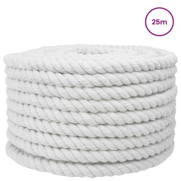 vidaXL Σχοινί Λευκό 1,6 x 1,6 x 2500 εκ Βαμβάκι