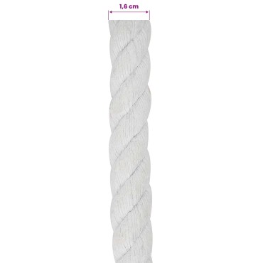 vidaXL Κωτόσχοινo 16 mm 100 m Λευκό 100% Βαμβάκι