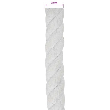 vidaXL Κωτόσχοινo 20 mm 50 m Λευκό 100% Βαμβάκι