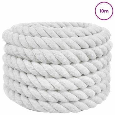 vidaXL Κωτόσχοινo 50 mm 10 m Λευκό 100% Βαμβάκι