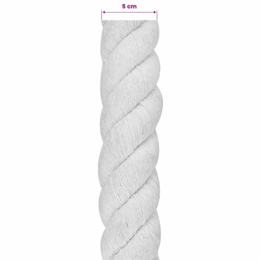 vidaXL Κωτόσχοινo 50 mm 10 m Λευκό 100% Βαμβάκι