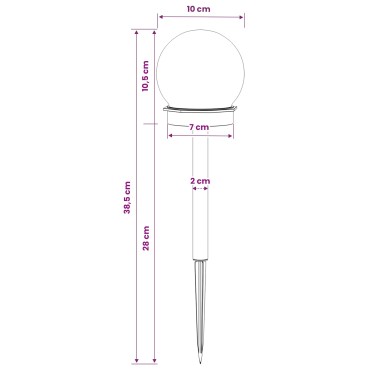 vidaXL Ηλιακά φώτα εξωτερικού χώρου με βάση εδάφους 8 τμχ. Θερμό λευκό