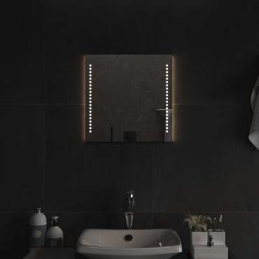 vidaXL Καθρέφτης μπάνιου LED Διαφανές 40 x 40 cm σκληρυμένο γυαλί