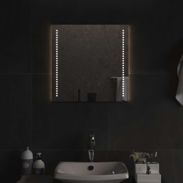 vidaXL Καθρέφτης μπάνιου LED Διαφανές 50 x 50 cm σκληρυμένο γυαλί