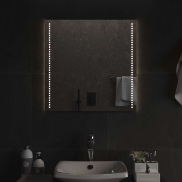 vidaXL Καθρέφτης μπάνιου LED Διαφανές 60 x 60 cm σκληρυμένο γυαλί