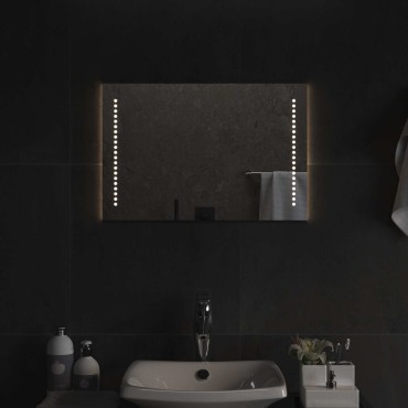 vidaXL Καθρέφτης μπάνιου LED Διαφανές 60 x 40 cm σκληρυμένο γυαλί