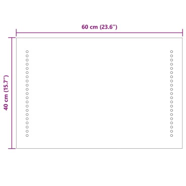 vidaXL Καθρέφτης μπάνιου LED Διαφανές 60 x 40 cm σκληρυμένο γυαλί