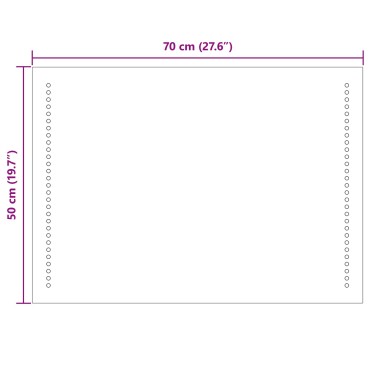 vidaXL Καθρέφτης μπάνιου LED Διαφανές 70 x 50 cm σκληρυμένο γυαλί