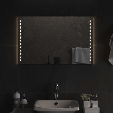 vidaXL Καθρέφτης μπάνιου LED Διαφανές 80 x 50 cm σκληρυμένο γυαλί