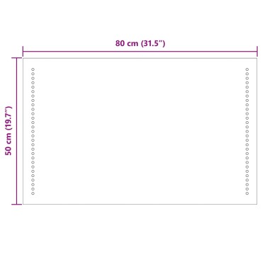 vidaXL Καθρέφτης μπάνιου LED Διαφανές 80 x 50 cm σκληρυμένο γυαλί