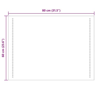 vidaXL Καθρέφτης μπάνιου LED Διαφανές 80 x 60 cm σκληρυμένο γυαλί