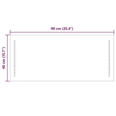 vidaXL Καθρέφτης μπάνιου LED Διαφανές 90 x 40 cm σκληρυμένο γυαλί