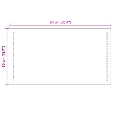 vidaXL Καθρέφτης μπάνιου LED Διαφανές 90 x 50 cm σκληρυμένο γυαλί