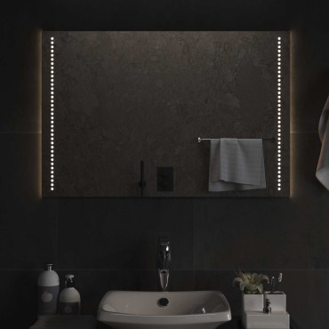 vidaXL Καθρέφτης μπάνιου LED Διαφανές 90 x 60 cm σκληρυμένο γυαλί