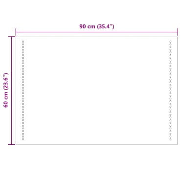 vidaXL Καθρέφτης μπάνιου LED Διαφανές 90 x 60 cm σκληρυμένο γυαλί