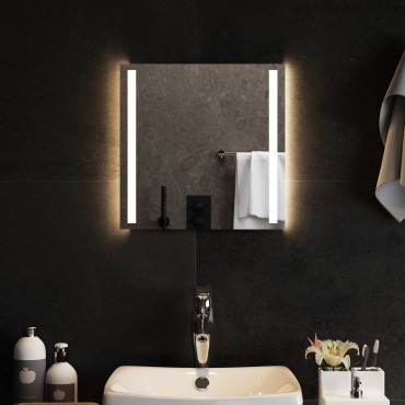 vidaXL Καθρέφτης μπάνιου LED Διαφανές 40 x 40 cm σκληρυμένο γυαλί
