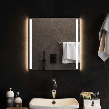 vidaXL Καθρέφτης μπάνιου LED Διαφανές 50 x 50 cm σκληρυμένο γυαλί