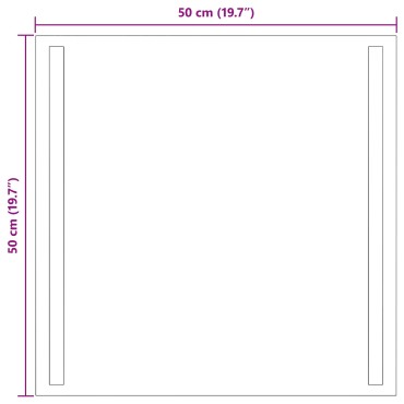 vidaXL Καθρέφτης μπάνιου LED Διαφανές 50 x 50 cm σκληρυμένο γυαλί