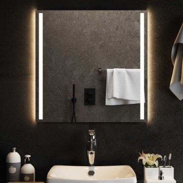 vidaXL Καθρέφτης μπάνιου LED Διαφανές 60 x 60 cm σκληρυμένο γυαλί