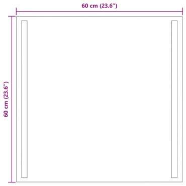 vidaXL Καθρέφτης μπάνιου LED Διαφανές 60 x 60 cm σκληρυμένο γυαλί