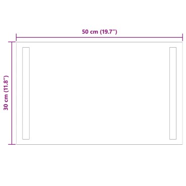 vidaXL Καθρέφτης μπάνιου LED Διαφανές 50 x 30 cm σκληρυμένο γυαλί