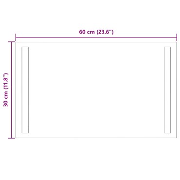 vidaXL Καθρέφτης μπάνιου LED Διαφανές 60 x 30 cm σκληρυμένο γυαλί
